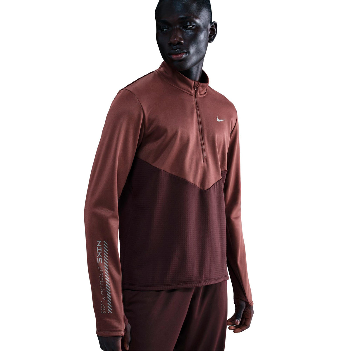 Nike Pacer Winterized Half-Zip Maillot de course Hommes - rouge foncé, bronze