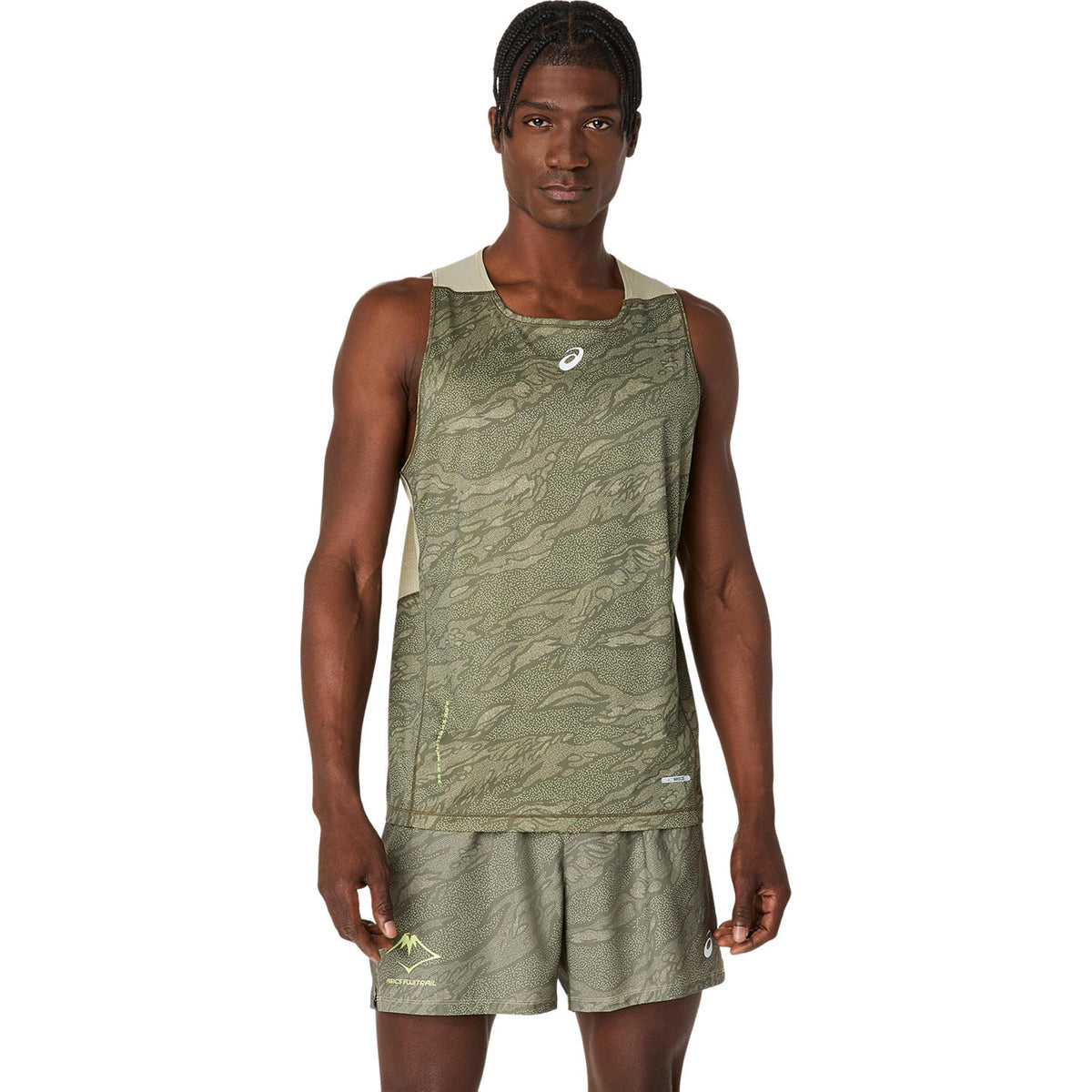 ASICS Fujitrail Maillot De Course Hommes-Vert,Noir