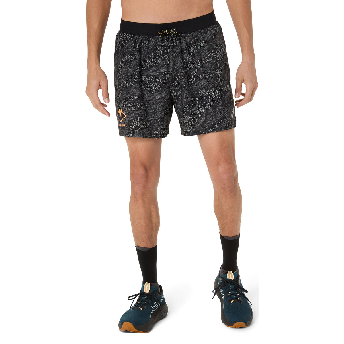 ASICS Fujitrail AOP 5in Short De Running Hommes-Noir