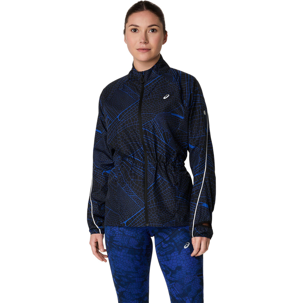 ASICS Road Lite-Show Packable Veste Running Femmes-Noir,Bleu Foncé