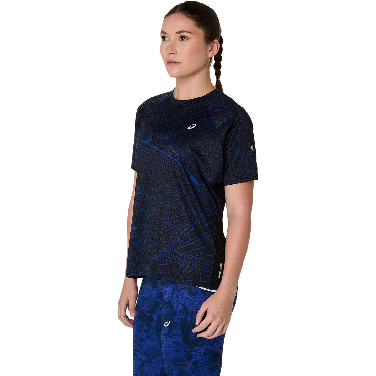 ASICS Road Lite-Show Maillot De Course Femmes-Noir,Bleu Foncé