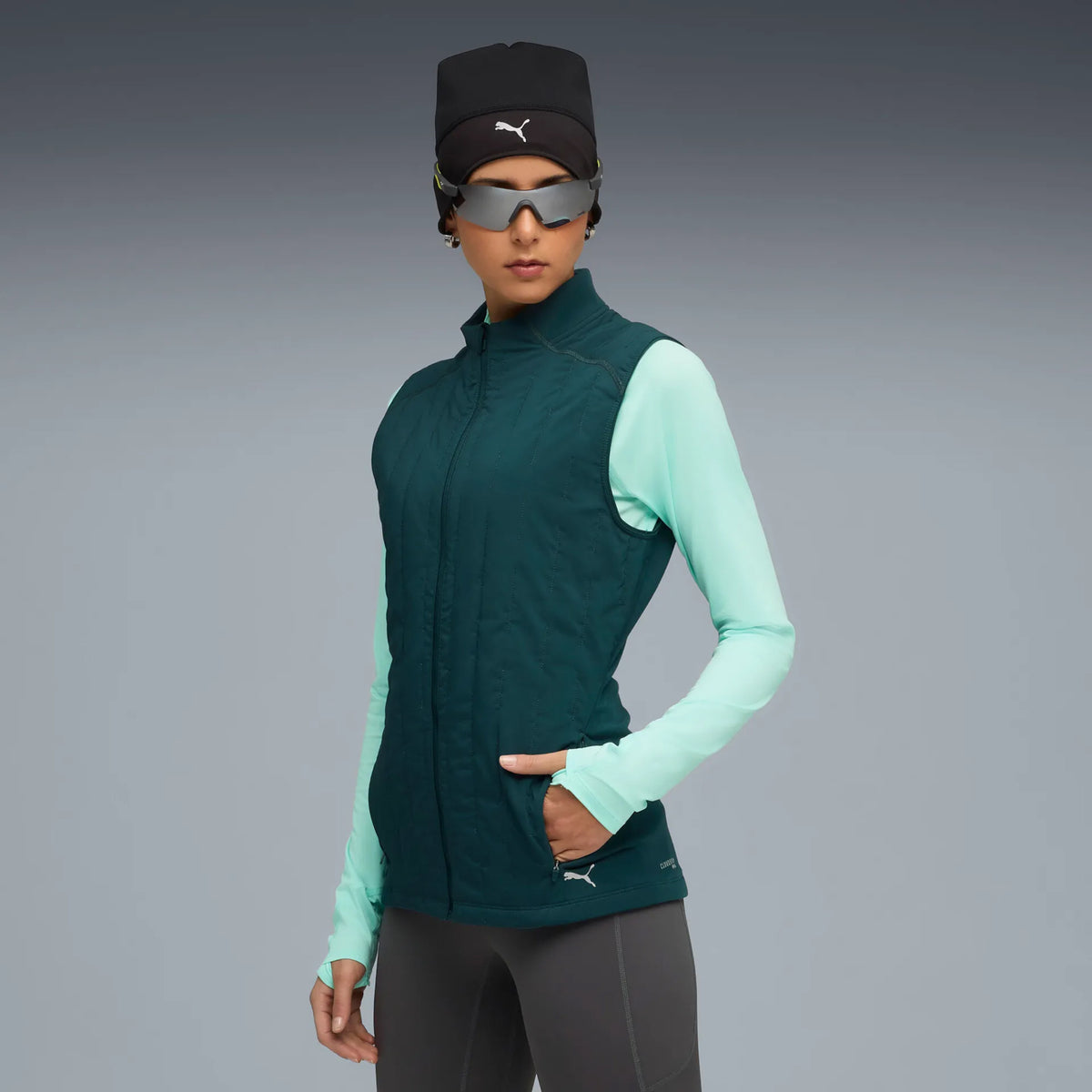Puma Cloudspun Warmlbl Gilets de course Femmes-vert