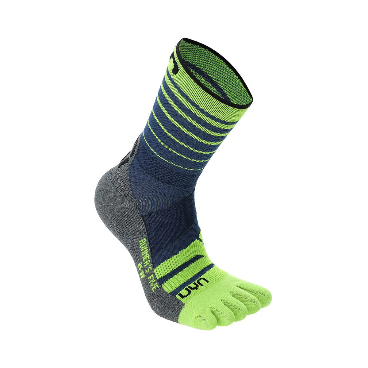 UYN Runner's Five Chaussettes De Running Hommes-Bleu,Jaune