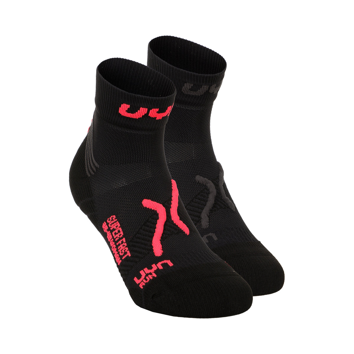 UYN Super Fast Chaussettes De Running Pack De 2 Unités Femmes-Noir,Corail