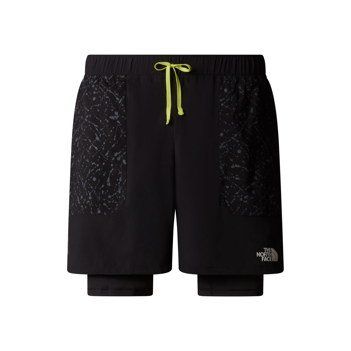 The North Face Sunriser 2in1 6in Short De Running Hommes-Noir,Vert Fluo