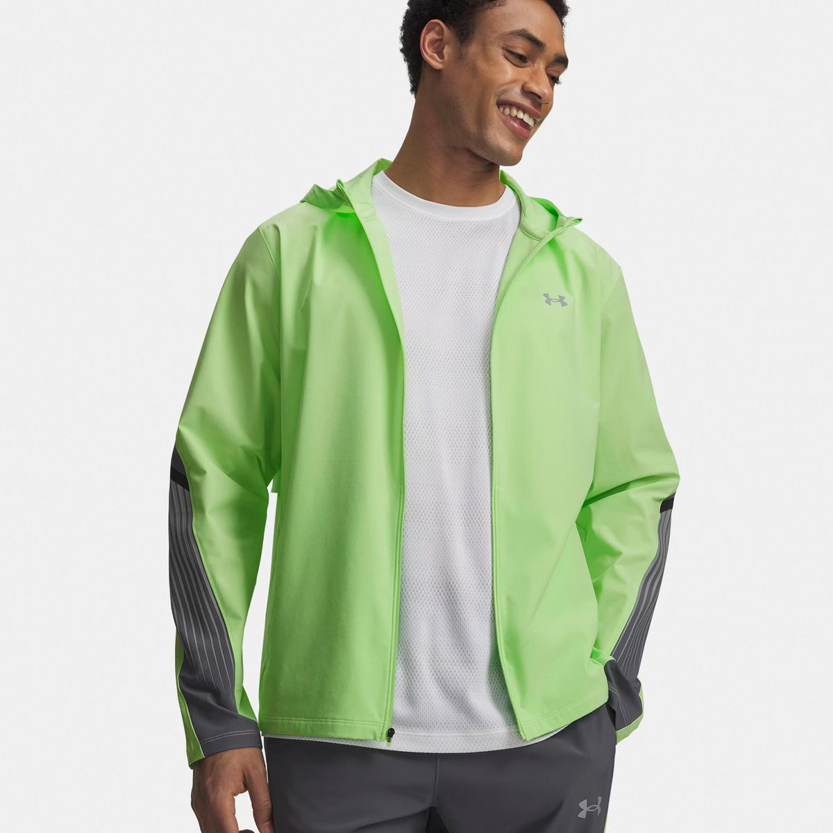 Under Armour Velociti Storm Hooded  Veste running Hommes-vert fluo, gris foncé