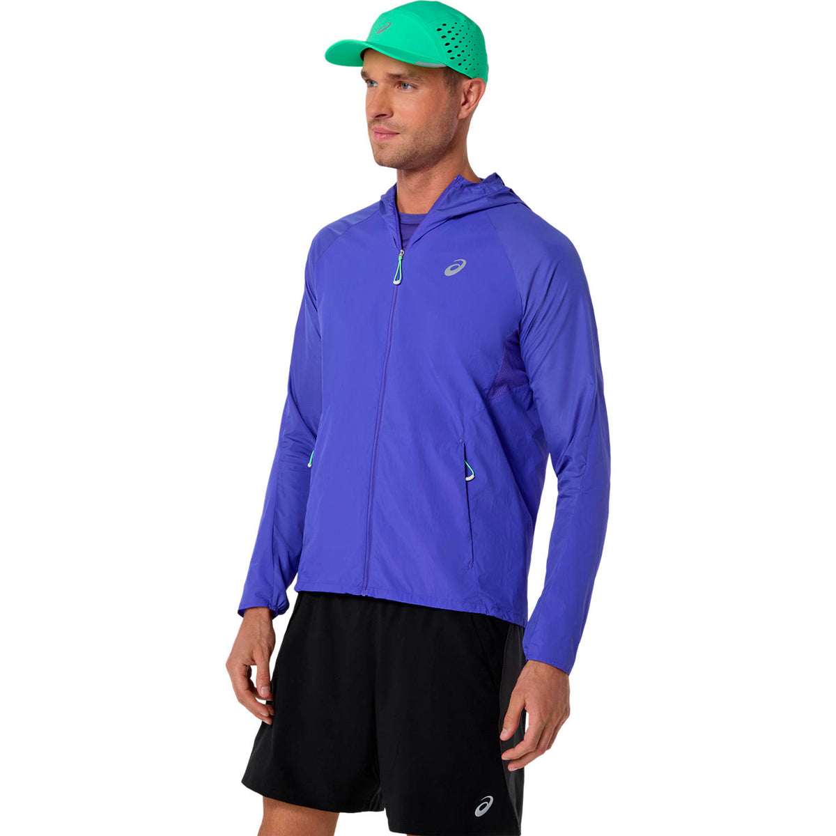 ASICS Road Packable Jacket Veste running Hommes - bleu, vert