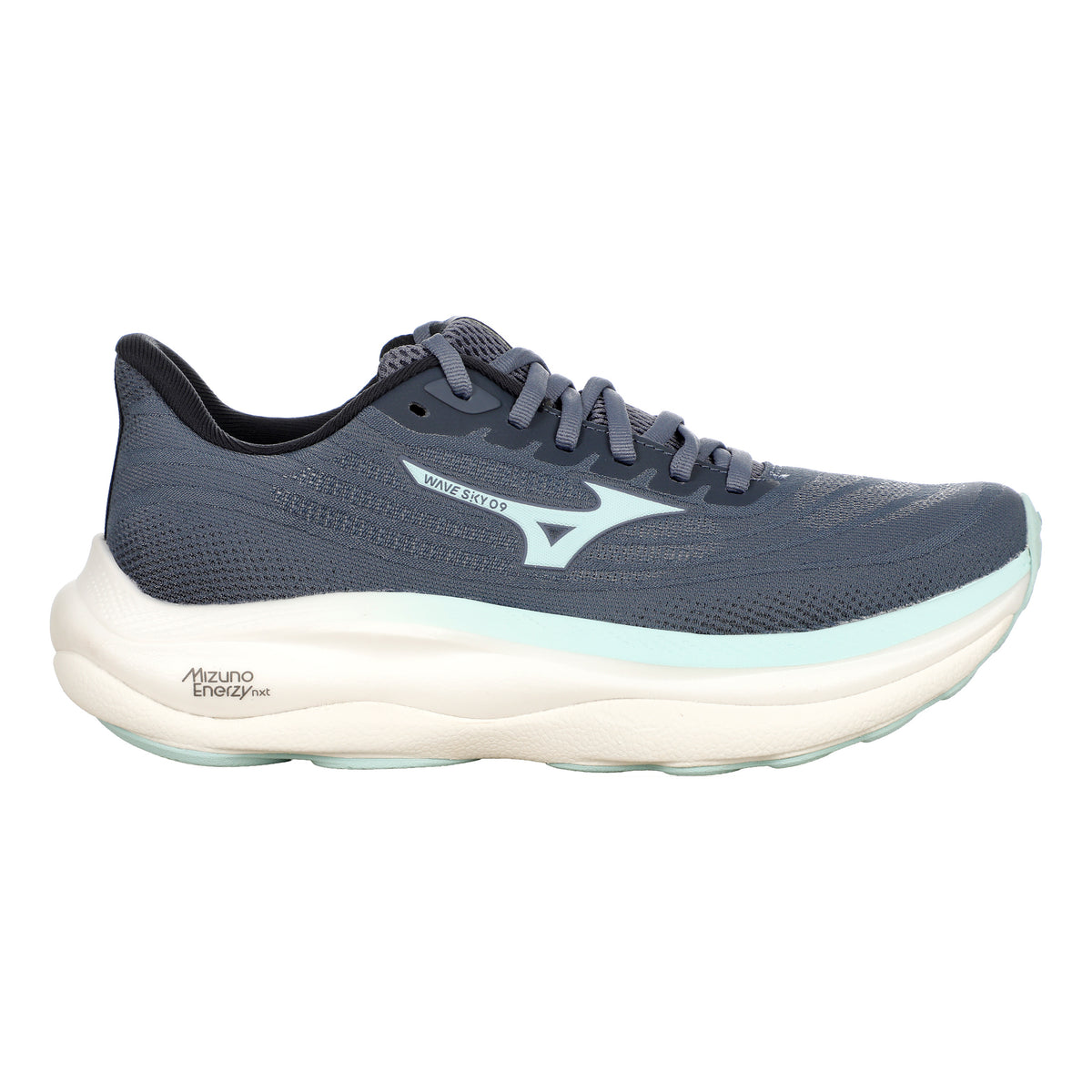 Mizuno Wave Sky 9  Chaussure de running sans stabilisateurs Femmes - bleu gris, menthe
