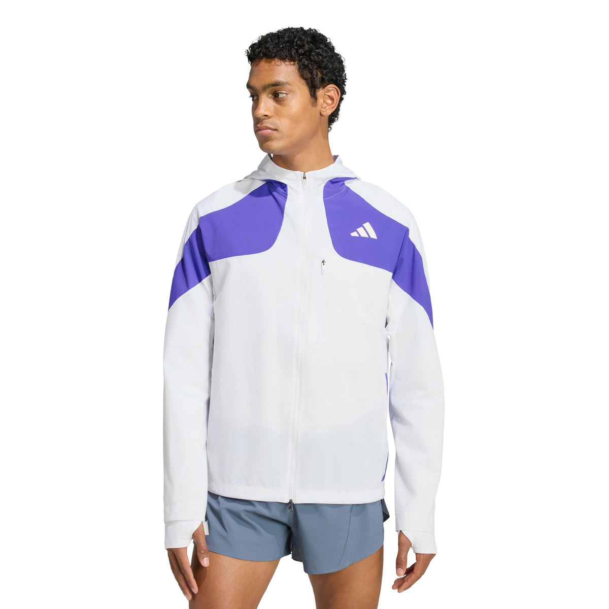 adidas adizero Veste running Hommes - blanc, bleu