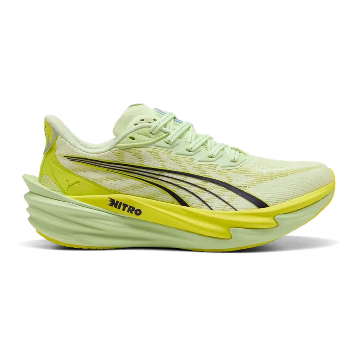 Puma Deviate Nitro 4 Chaussure de running sans stabilisateurs Femmes - vert, jaune lemon