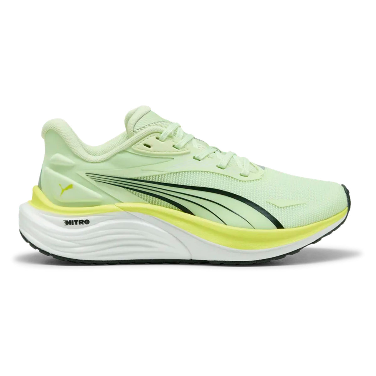 Puma Electrify Nitro 4 Jr Chaussure de running sans stabilisateurs Enfants-vert, jaune lemon