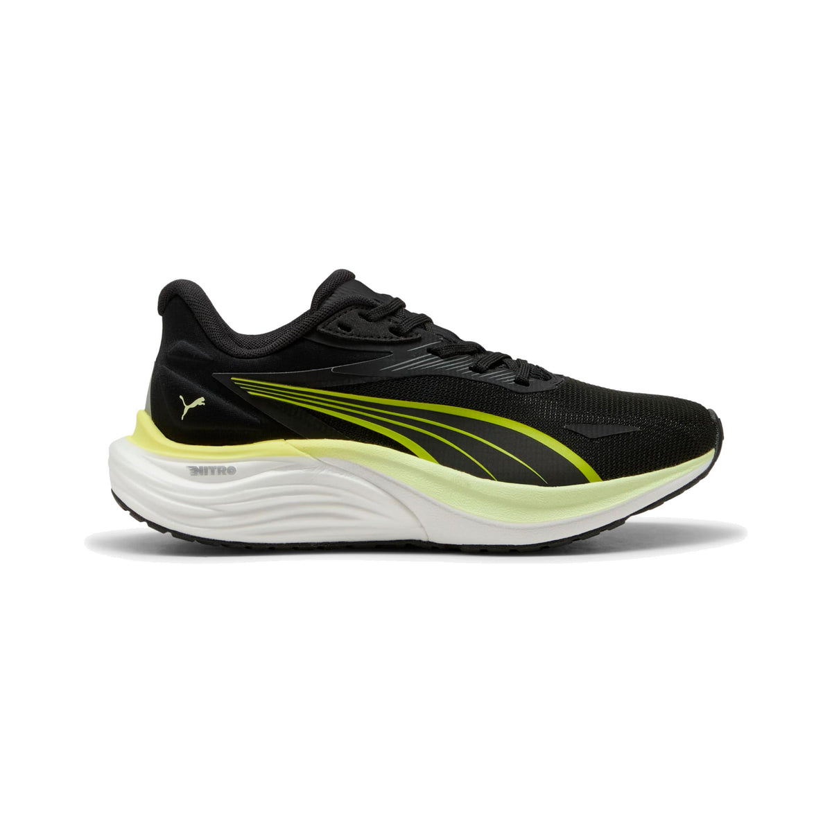 Puma Electrify Nitro 4 Jr Chaussure de running sans stabilisateurs Enfants-noir, jaune