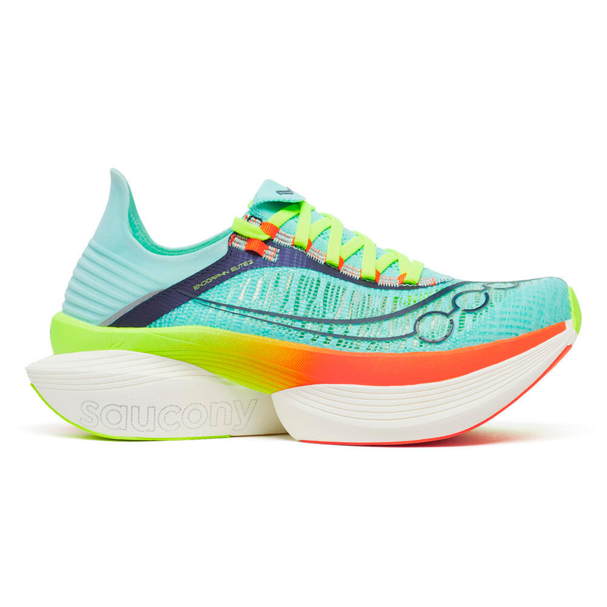 Saucony Endorphin Elite 2 Chaussure de compétition Unisex-turquoise, orange