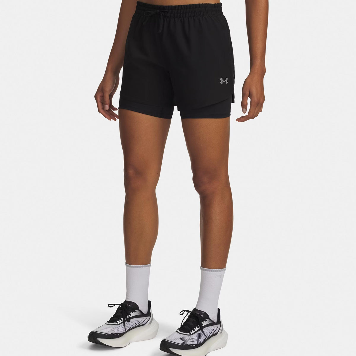 Under Armour Velociti Pro 6in 2n1  Short de running Femmes-noir, argent