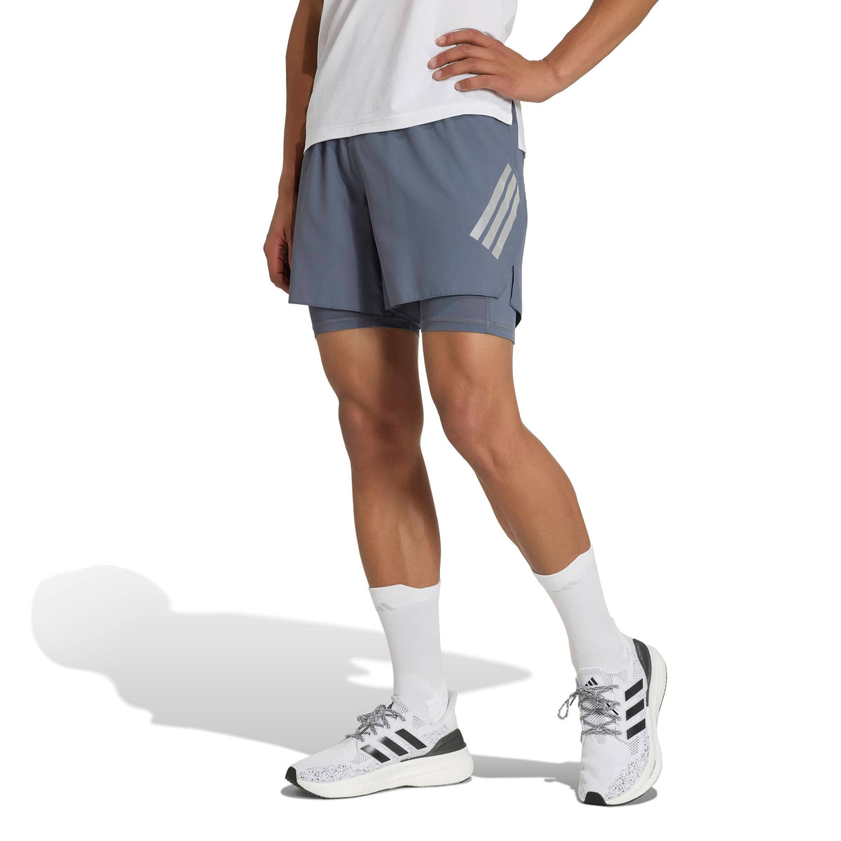 adidas adi365 2in1 Short de running Hommes - bleu gris