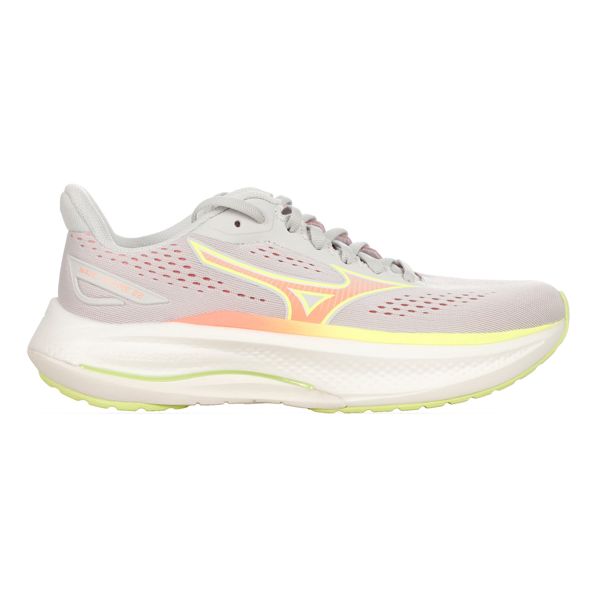 Mizuno Wave Inspire 22  Chaussure de running avec stabilisateurs Femmes - gris clair, jaunes fluo