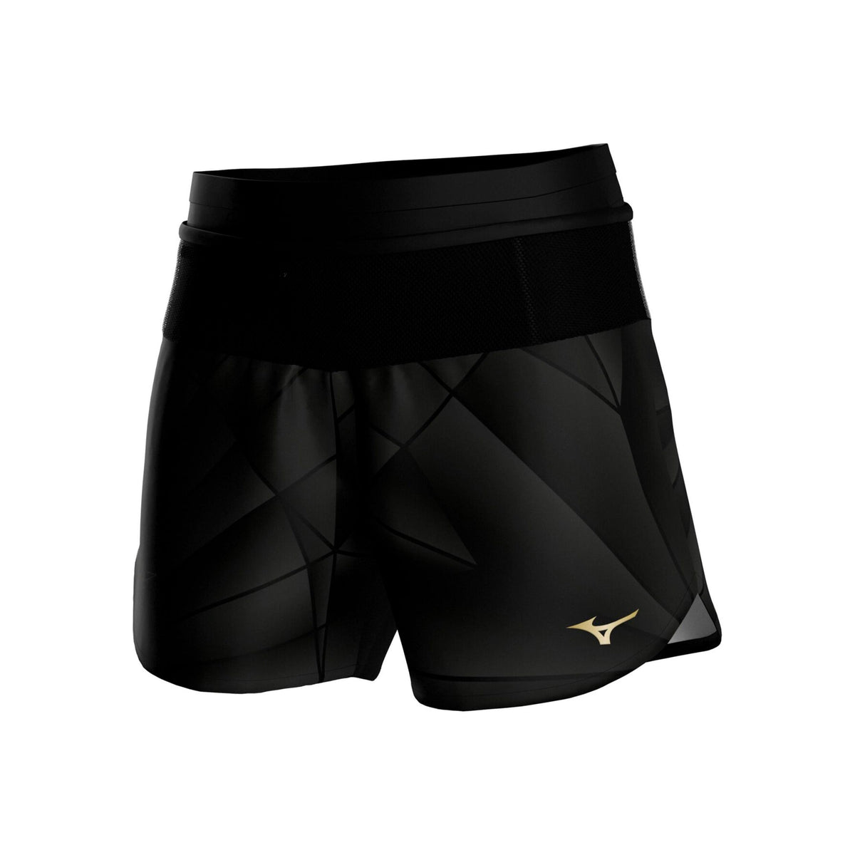 Mizuno Active Graphic Multi Pocket 4in Short de running Femmes - noir, or