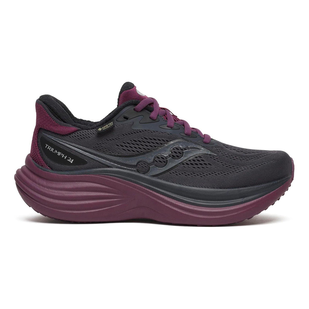 Saucony Triumph 24 GTX Chaussure de running sans stabilisateurs Femmes - noir, rouge vin
